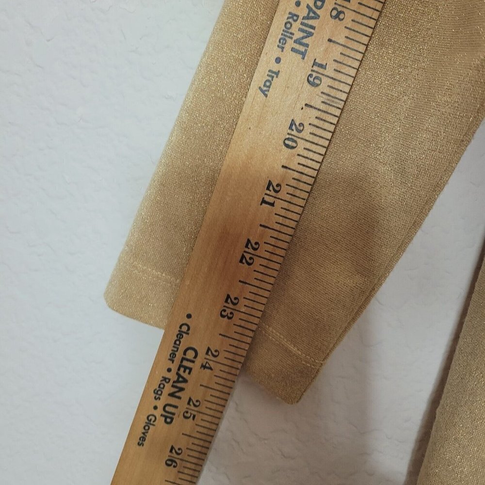 Vintage Additions By Chico's Cardigan Sz 0 Small Mustard Gold W/ Metallic Knit - Picture 7 of 8